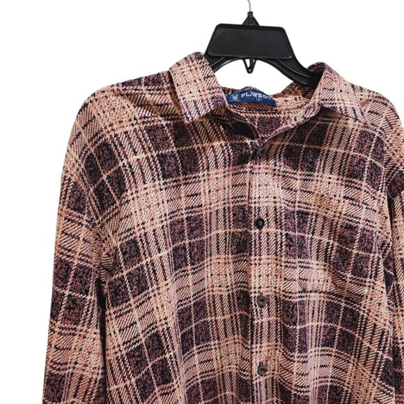 Playboy Shirt Women's Size 10 Plaid Amazingly Soft Boyfriend Fit Button Up - Picture 4 of 16